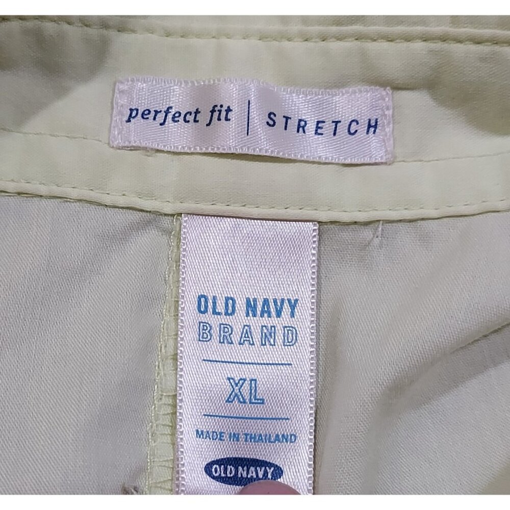 Shirt Button Up Stretch Old Navy Perfect Fit XL 3/4 Sleeves Vintage Y2K Lime - Picture 12 of 12